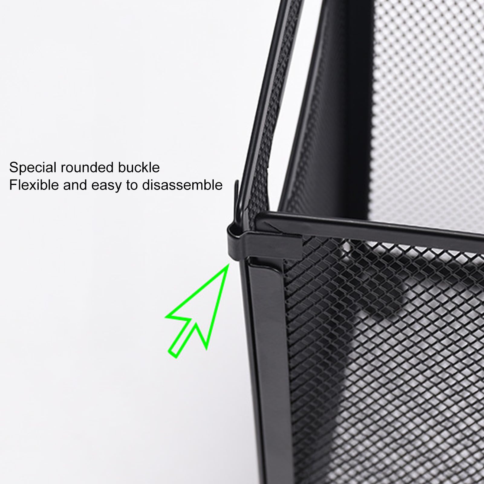 Foldable Iron Mesh File Basket - Space-Saving & Durable Organizer for Home, Office, Kitchen, or Dorm - Perfect for Documents, Magazines, and Office Supplies