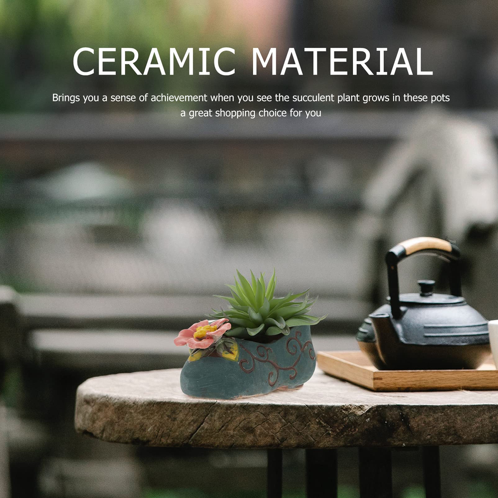 Angoily Ceramic Shoe-Shaped Flower Pot Planter for Succulents & Cactus - Mini Decorative Home & Garden Decor - Perfect for Indoor Plants, Office Desk, and Gift Ideas