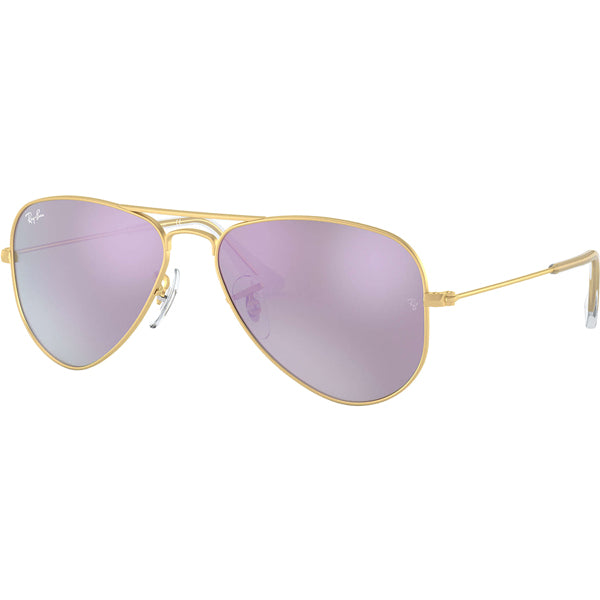 Aviator Junior Sunglasses for Kids - Gold/Lilac Mirror Lens, UV Protection, Lightweight & Durable - Perfect for Outdoor Play, Beach, and Sports Activities