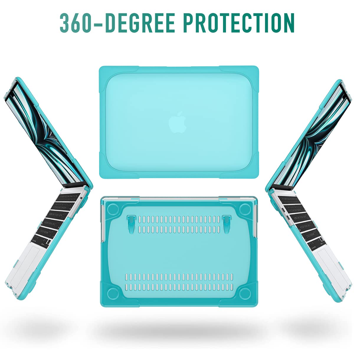 Premium Heavy Duty Hard Case with Foldable Kickstand for MacBook Air 13 Inch (2021-2018 M1/A2337/A2179/A1932) - Shockproof Protective Cover Compatible with Retina Display & Touch ID, Blue - Perfect for Work, Travel & School Use