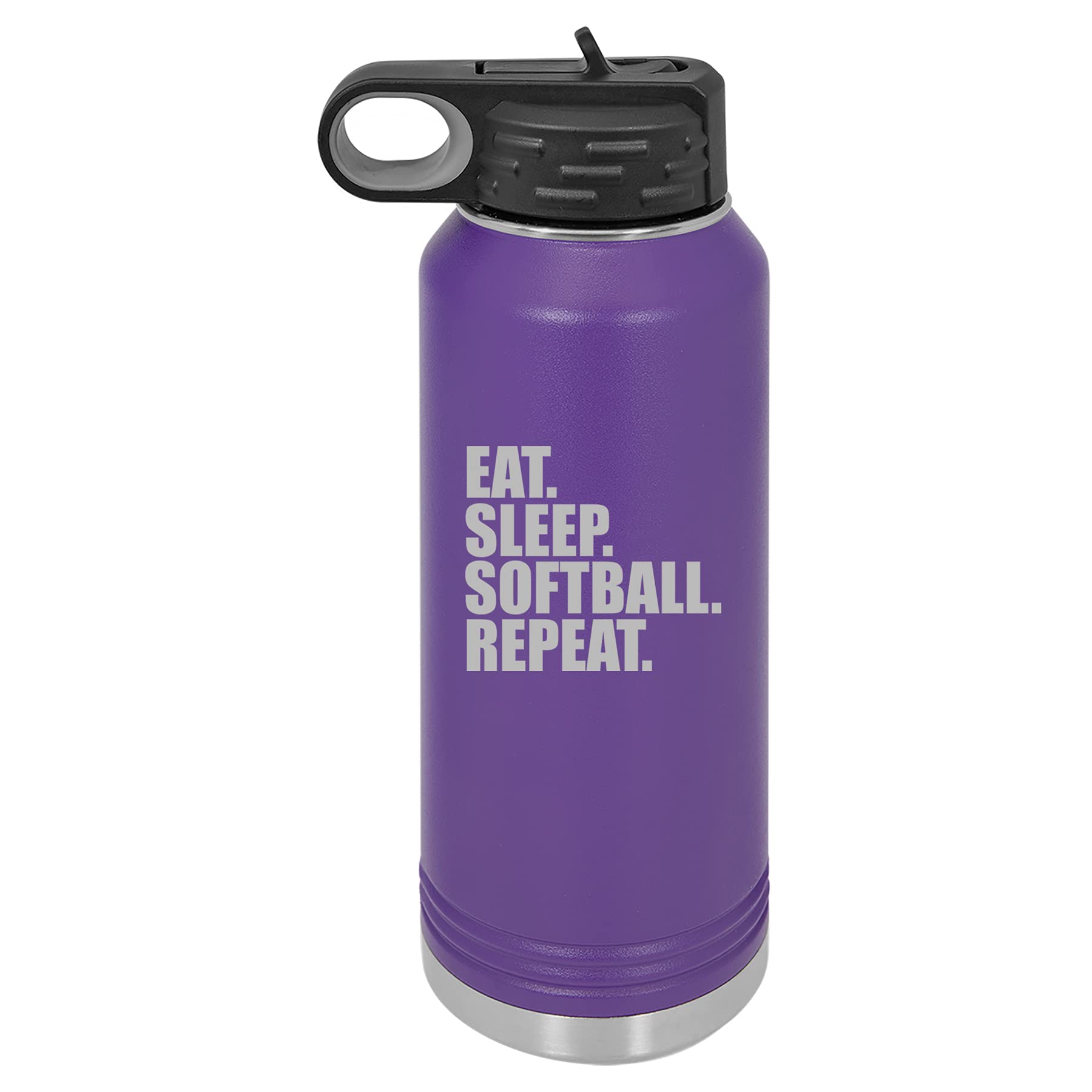32 oz. Double Wall Vacuum Insulated Stainless Steel Water Bottle - Leakproof Travel Mug for Coffee & Tea, BPA Free, Keeps Hot/Cold 12+ Hours - Perfect for Gym, Hiking, Office & Softball Games (Purple)