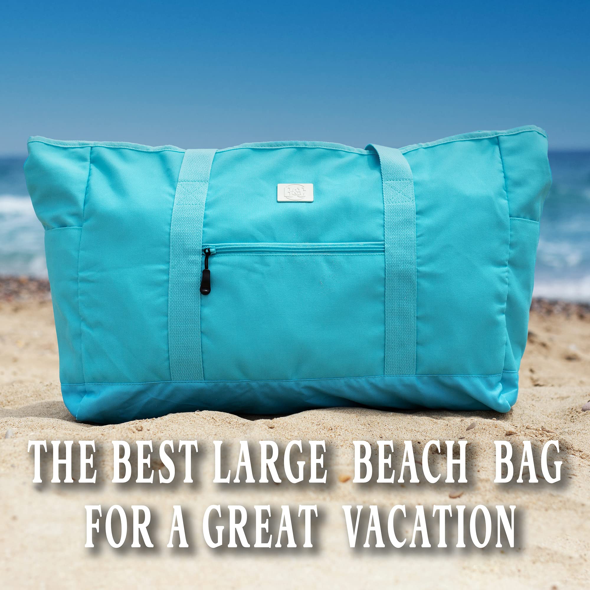 Large Waterproof Canvas Tote Bag with Zipper Closure & Multiple Pockets - XL Beach Bag for Women, Gym, Travel & Shopping - Perfect for Vacation, Pool Day, Workout & Daily Use