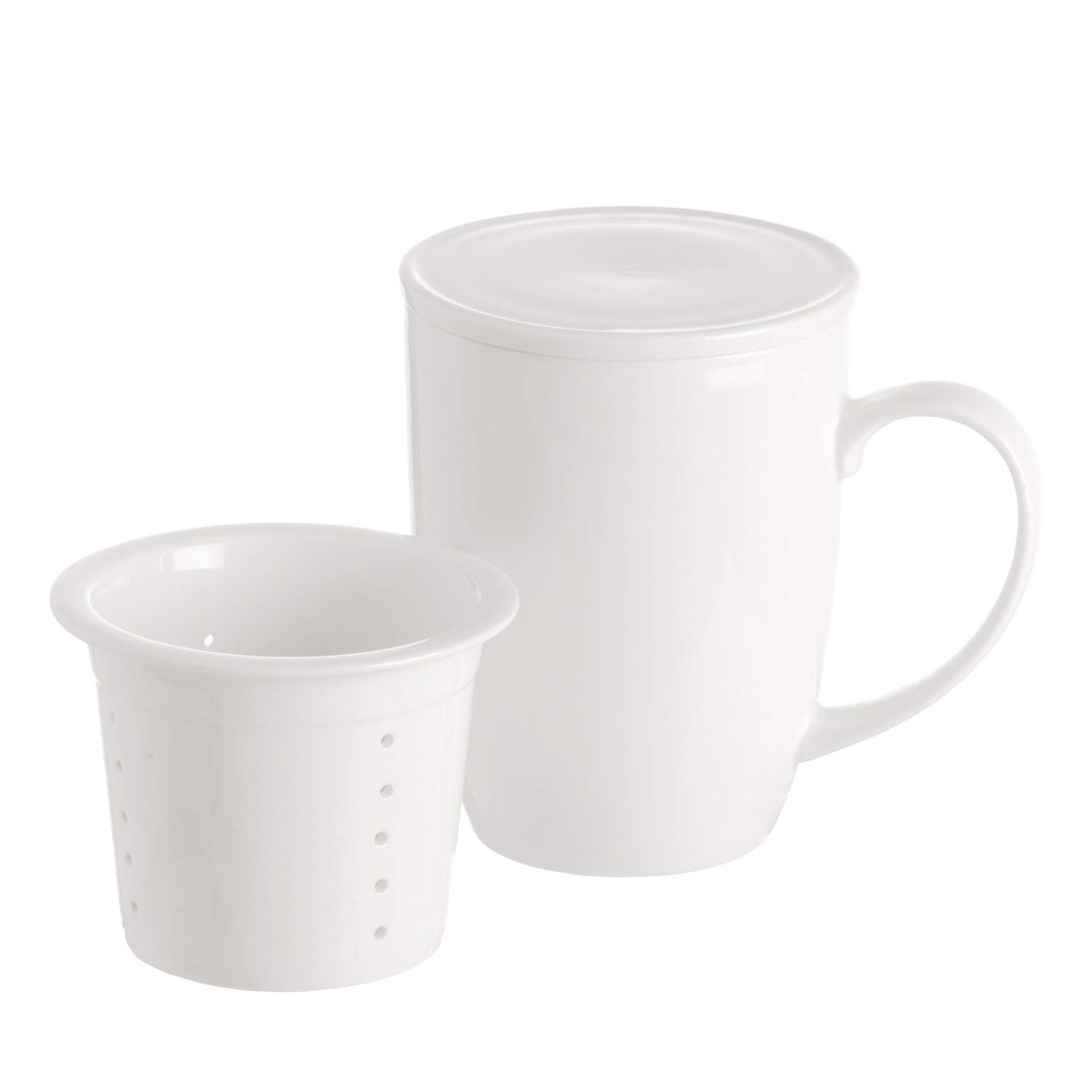 Premium White Porcelain Tea Set with Infuser - 3-Piece Short Teapot for Loose Leaf Tea | Elegant Tea Brewing for Home, Office & Gifting (P000002351)
