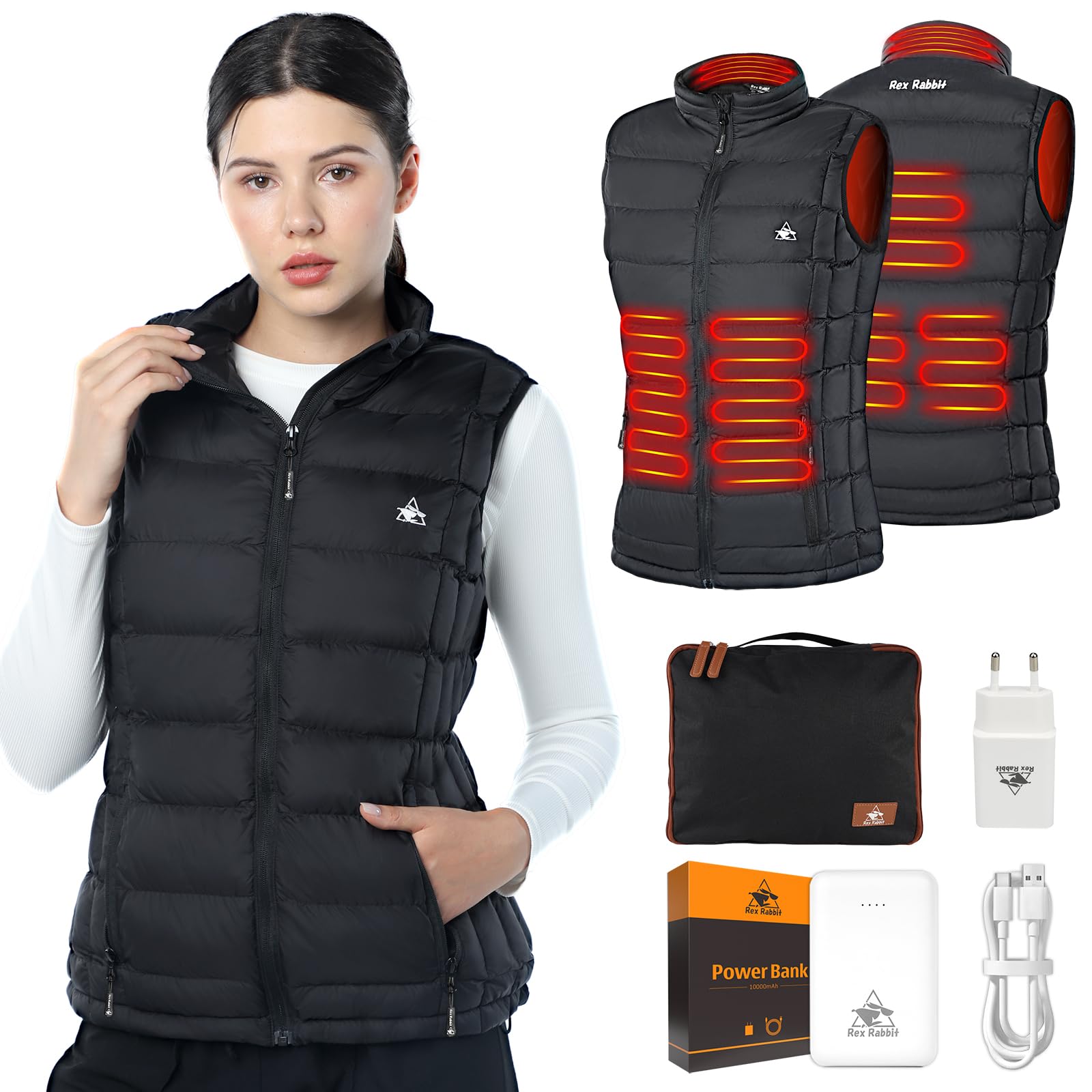 Women's Rex Rabbit Electric Heated Vest with 6 Heating Zones - Battery Pack & Plug Included - Perfect for Outdoor Activities, Winter Sports & Cold Weather Wear