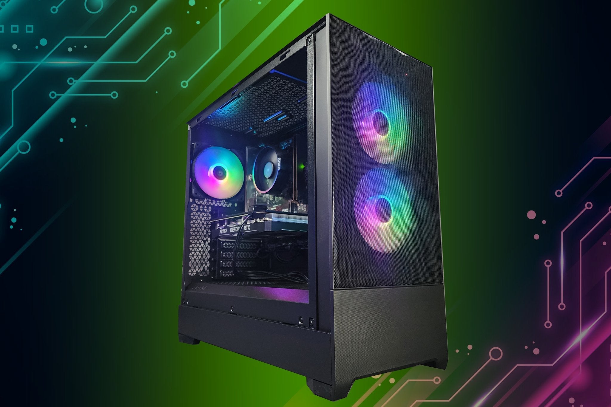 Custom Gaming PC with Ryzen 5 Processor, 1TB NVMe SSD, 16GB DDR5 RAM & RTX 3050 Graphics | RGB Lighting | Black Case | Perfect for Esports, Streaming & 4K Gaming