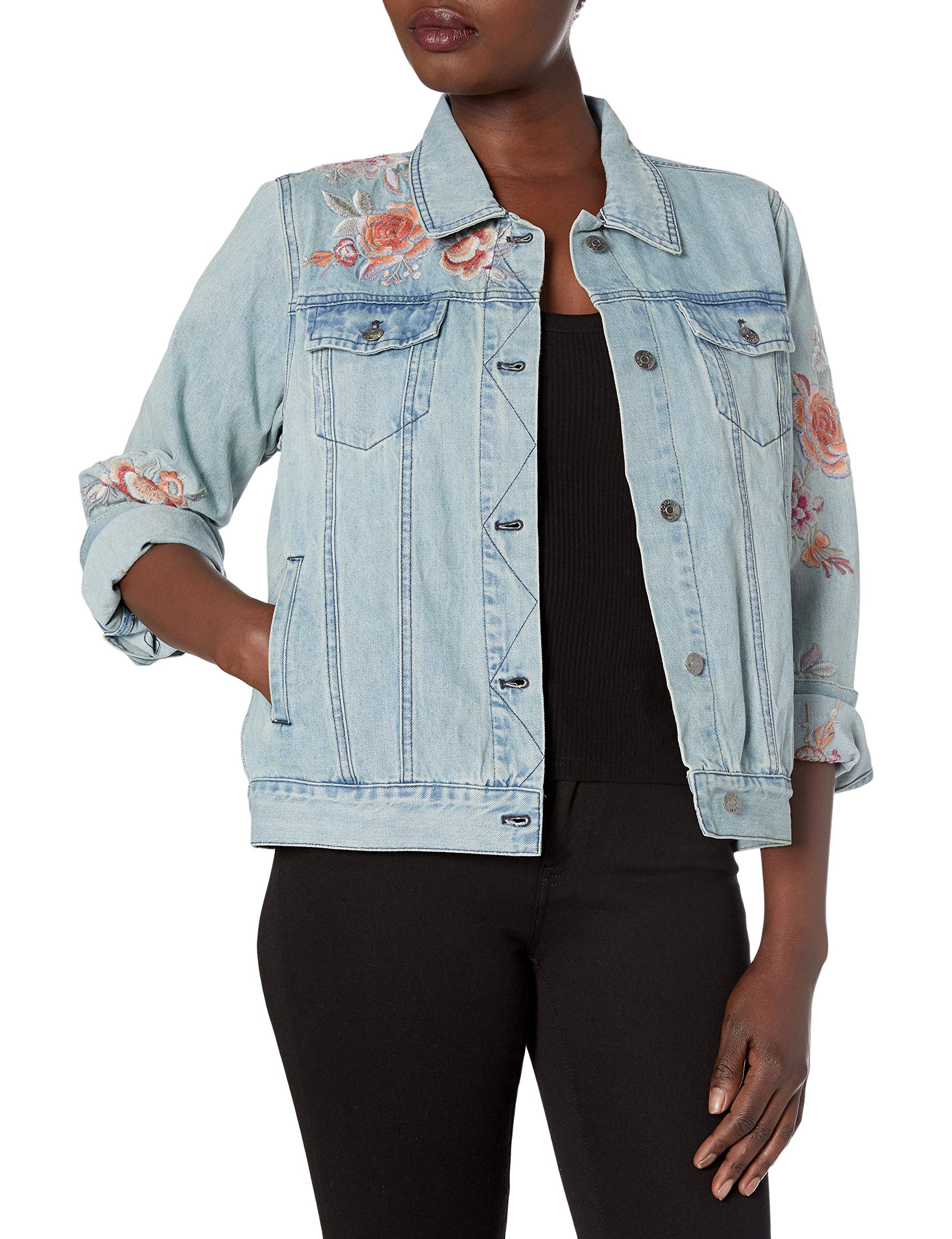 Johnny Was Women's Denim Jacket - Vintage Distressed Denim Jacket for Women, Lightweight Comfort Fit, Casual & Boho Style - Perfect for Layering, Outdoor Adventures & Music Festivals