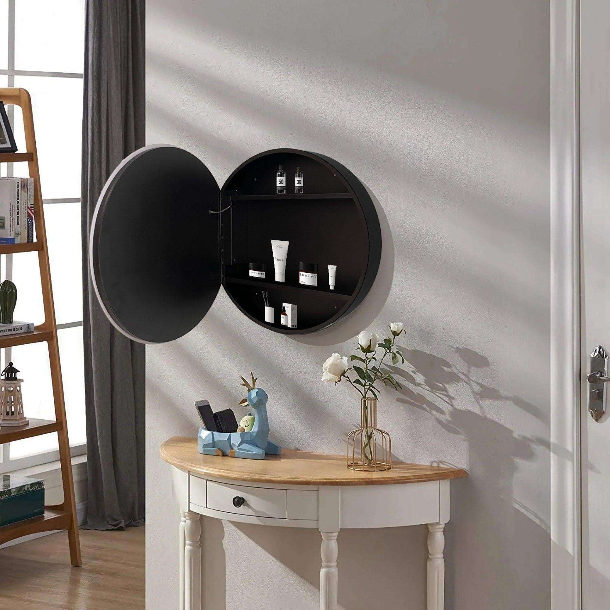 26 Inch LED Round Bathroom Medicine Cabinet with Mirror - 30