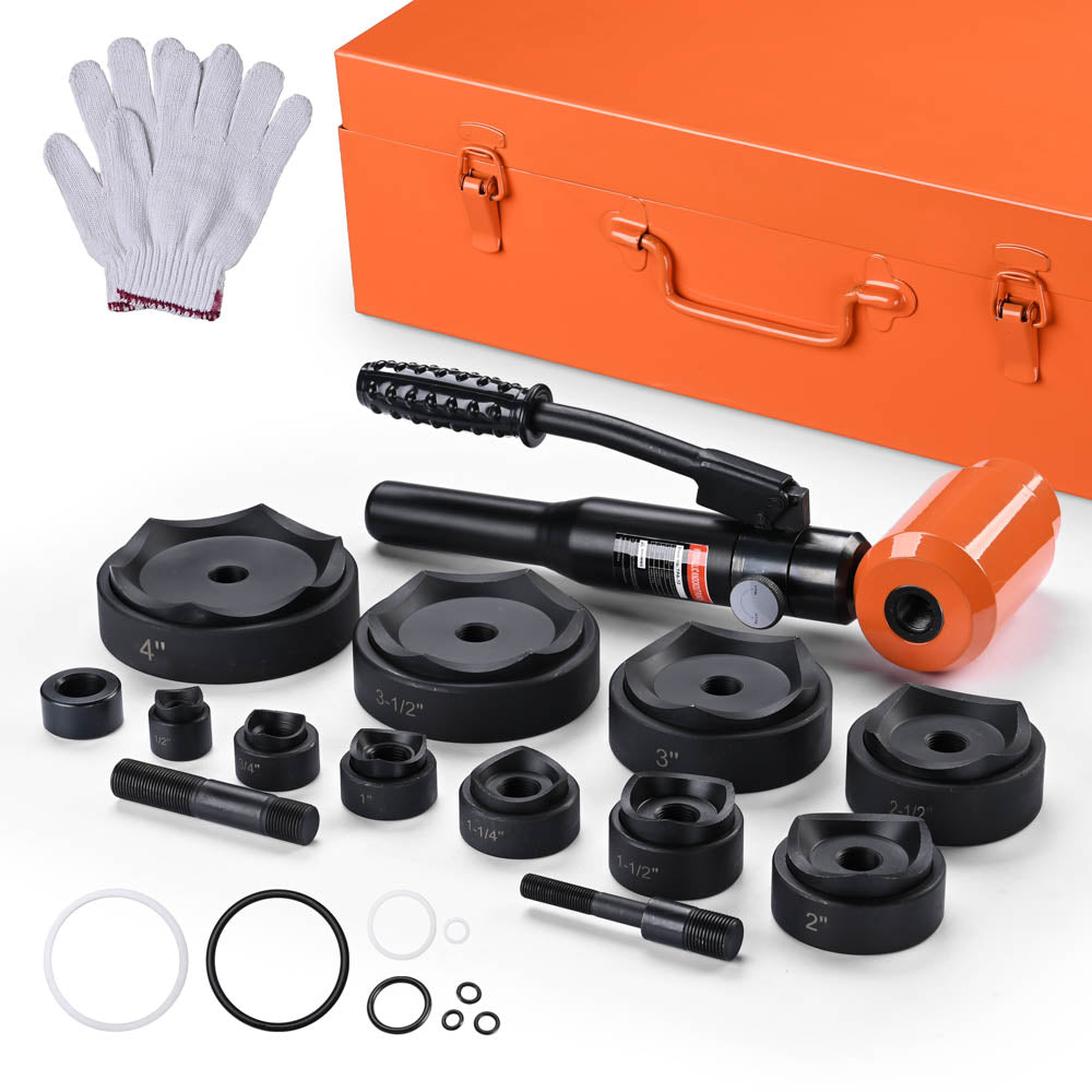 15 Ton Hydraulic Knockout Punch Kit with 10 Dies - Heavy Duty Hole Punch for Metal, Electrical & Plumbing Work - Perfect for Electricians, Contractors & DIY Projects