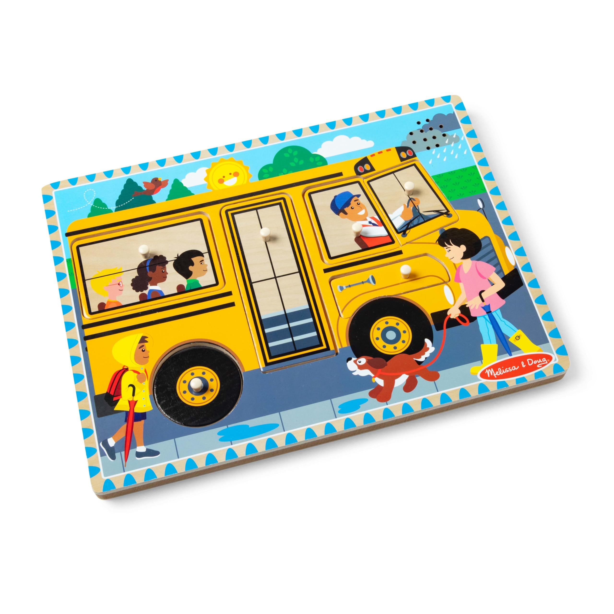 Melissa & Doug The Wheels on the Bus Sound Puzzle - Wooden Educational Toy for Toddlers Ages 2+ | Interactive Learning Puzzle with School Bus Theme | Perfect for Preschool Playtime & Early Childhood Development