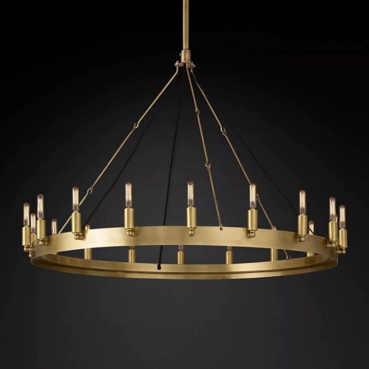 Vintage Coral Filament Round Chandelier - Elegant Edison Bulb Pendant Light for Dining Room, Bedroom, or Living Room Decor