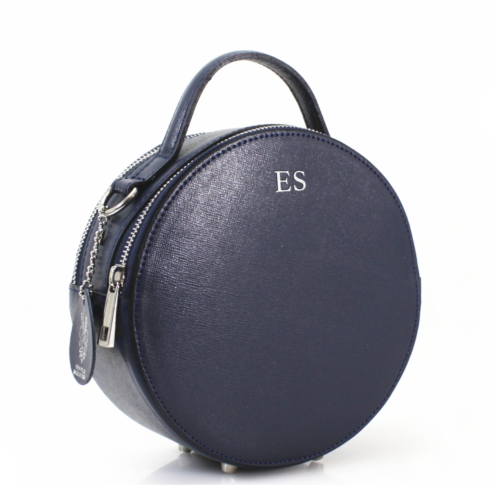 Carnaby Of London Carrie Silver Embossed Leather Circle Bag - Stylish Women's Handbag for Work, Party & Evening Out