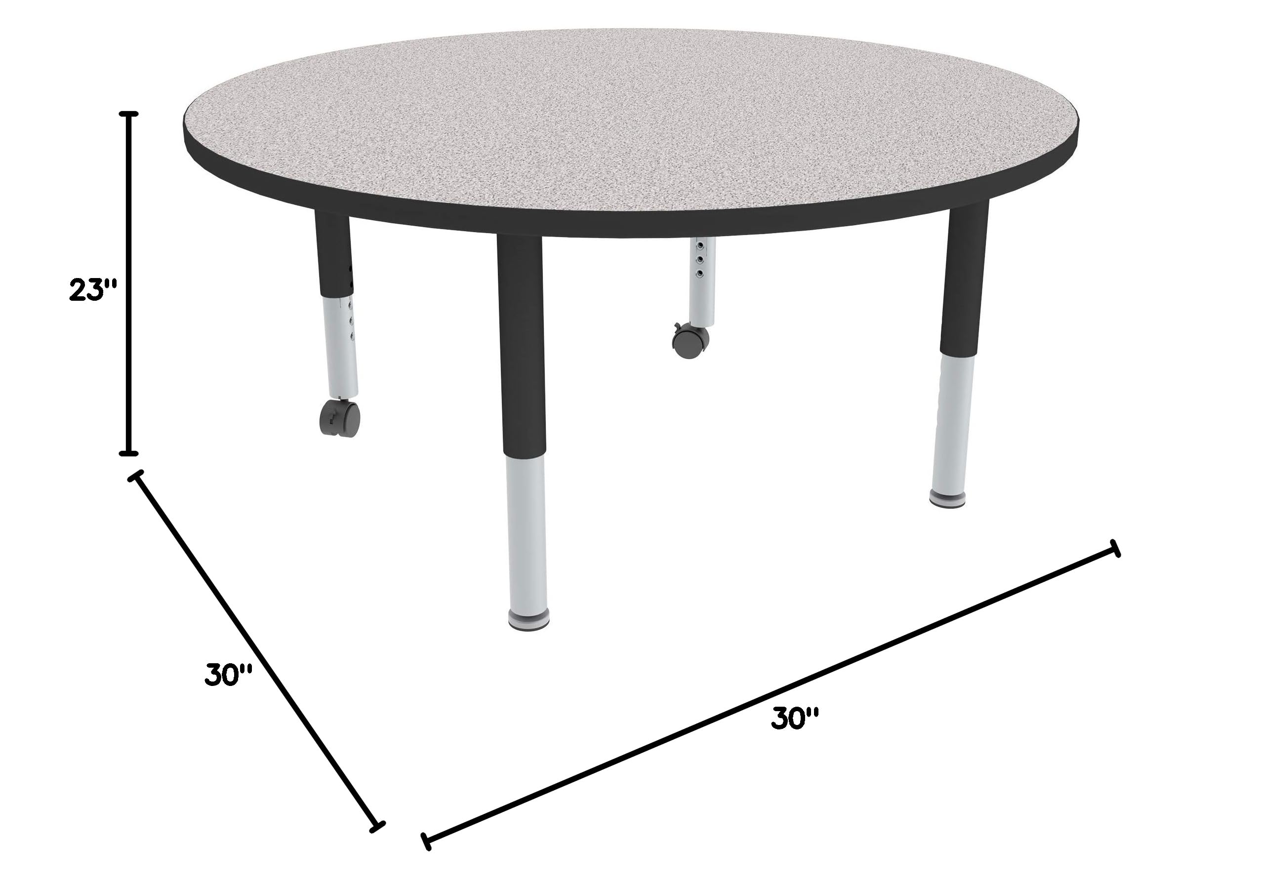Adjustable Height Round Preschool Activity Table with Casters - 30