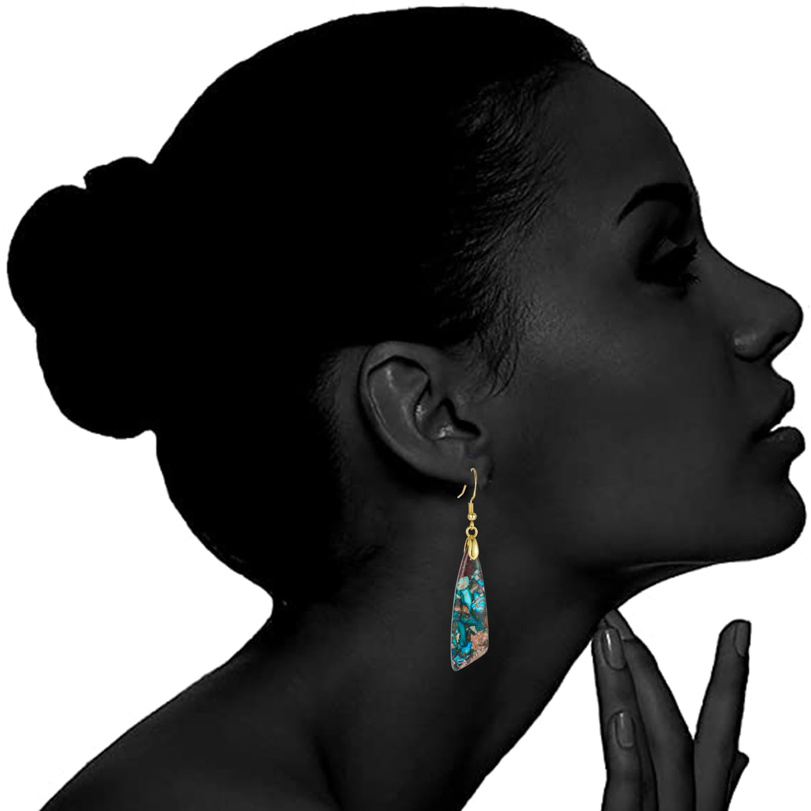 Plumiss Women's Natural Stone Earrings - Hypoallergenic Healing Gemstone Jewelry, Lightweight Dangle Drop Earrings for Sensitive Ears | Perfect Birthday Gift, Party Accessories & Everyday Wear