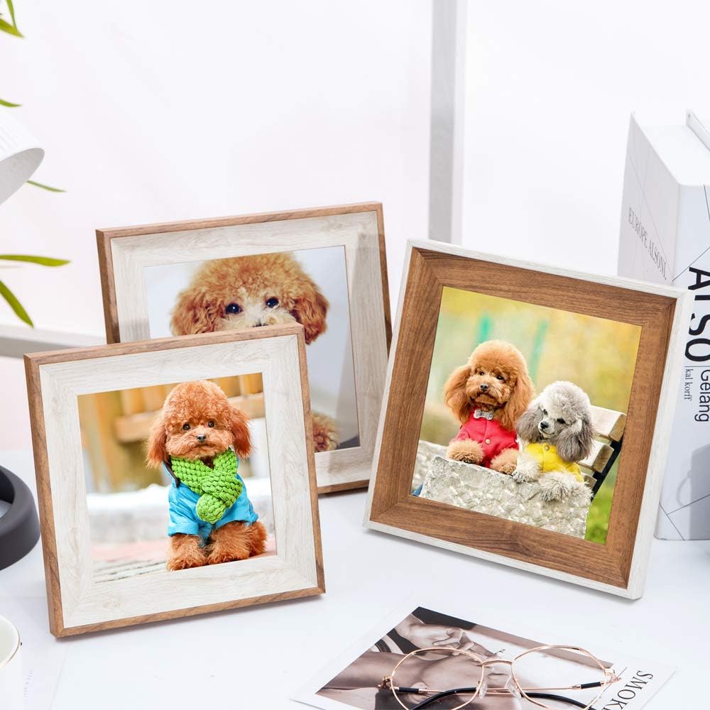 Premium Wooden 6x6 Inch Square Picture Frames with Shatterproof Acrylic - Set of 2 (Wall Mount & Tabletop Display) - Perfect for Baby Photos, Wedding Portraits, Family Memories & Christmas Gifts - Ideal for Home Decor, Office Display, and Special Occasions