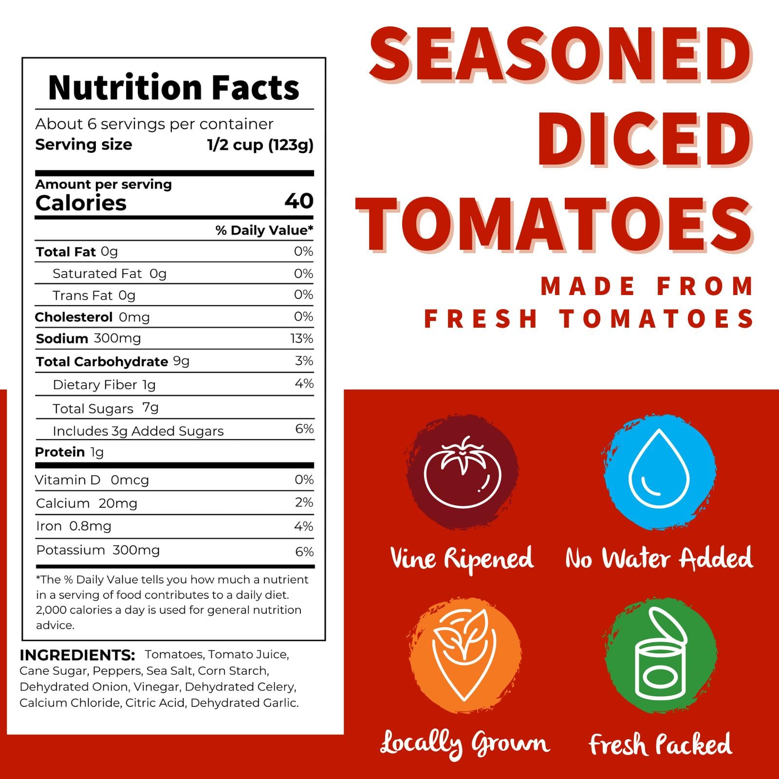 Dei Fratelli Seasoned Diced Tomatoes 28 oz (Pack of 12) - Vine-Ripened, Non-GMO, Gluten-Free - Perfect for Pasta, Pizza & Italian Cooking