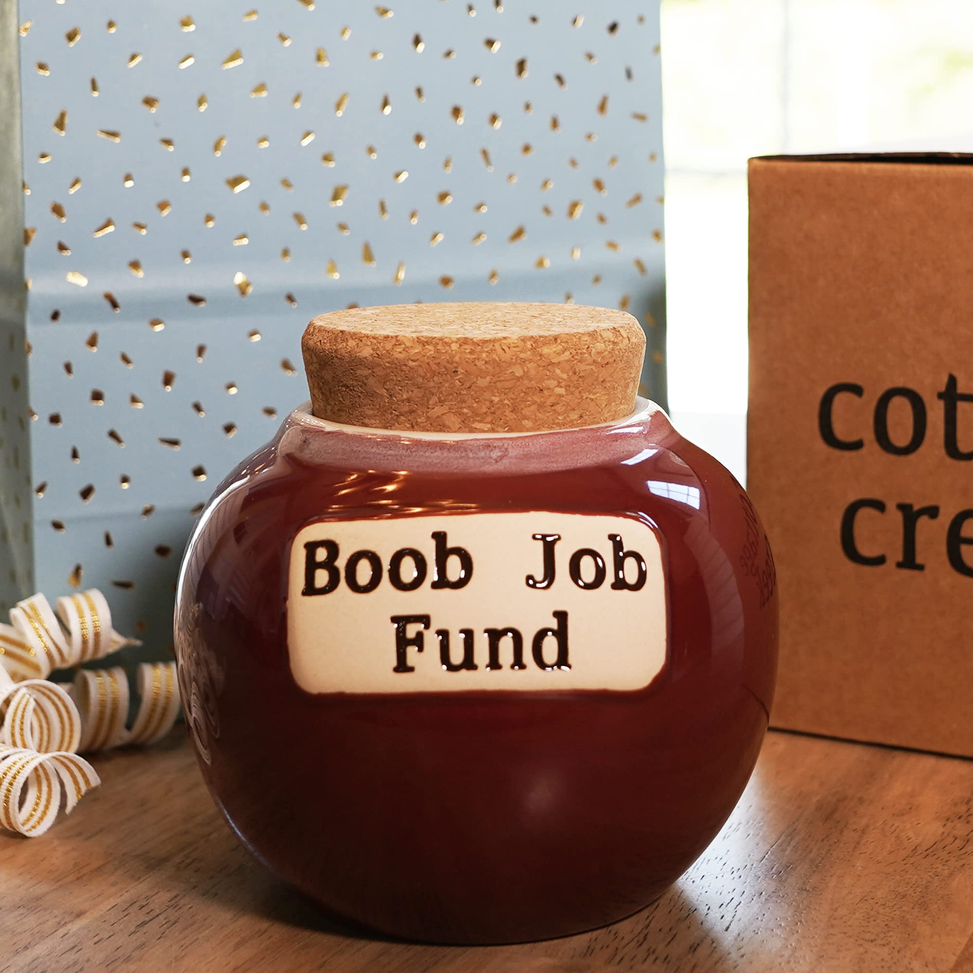Funny Piggy Bank for Women - Unique Adult Novelty Candy Jar - Perfect Friend Gift & Mastectomy Recovery Present - Great for Home Decor, Office Desk & Gift Giving Occasions