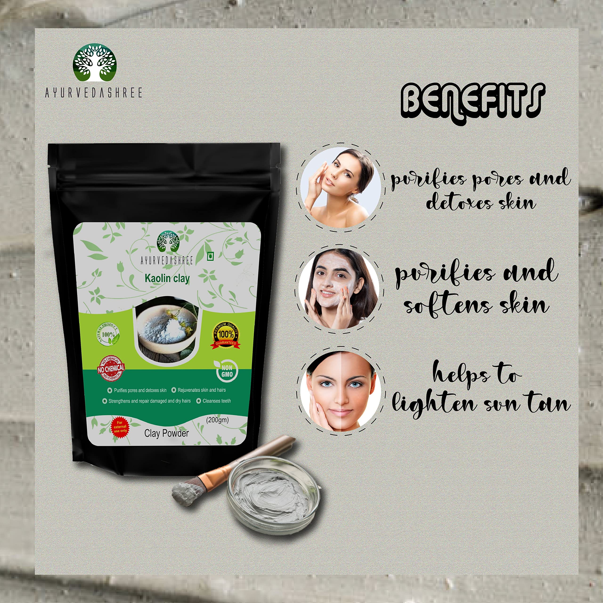 AYURVEDASHREE 100% Pure Lemon Peel Powder 200g | Natural Kaolin Clay Face Mask | Sun-Dried Citrus Peel for Skin Brightening & Exfoliation | DIY Beauty Recipes & Ayurvedic Skincare