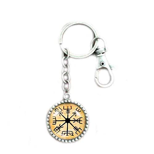 Viking Compass Vegvisir Keychain - Handmade Norse Rune Mythology Key Ring for Car, Cosplay & Gifts | Durable Metal Keychain for Travel, Home, Office & Everyday Use