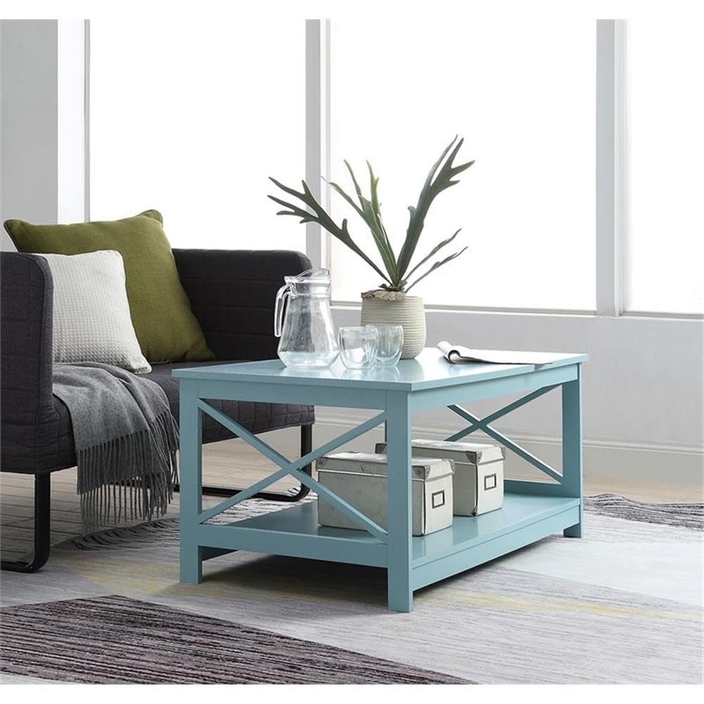Pemberly Row Coffee Table - Sea Foam Green Wood Finish - Modern Living Room Furniture for Small Spaces & Home Decor