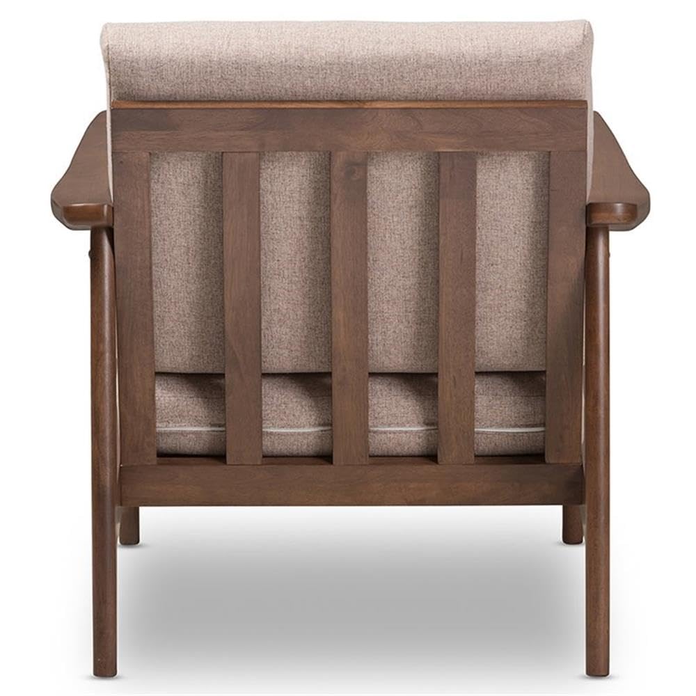 BOWERY HILL Modern Accent Arm Chair - Light Brown Upholstery with Walnut Brown Wooden Legs - Perfect for Living Room, Bedroom or Office Decor