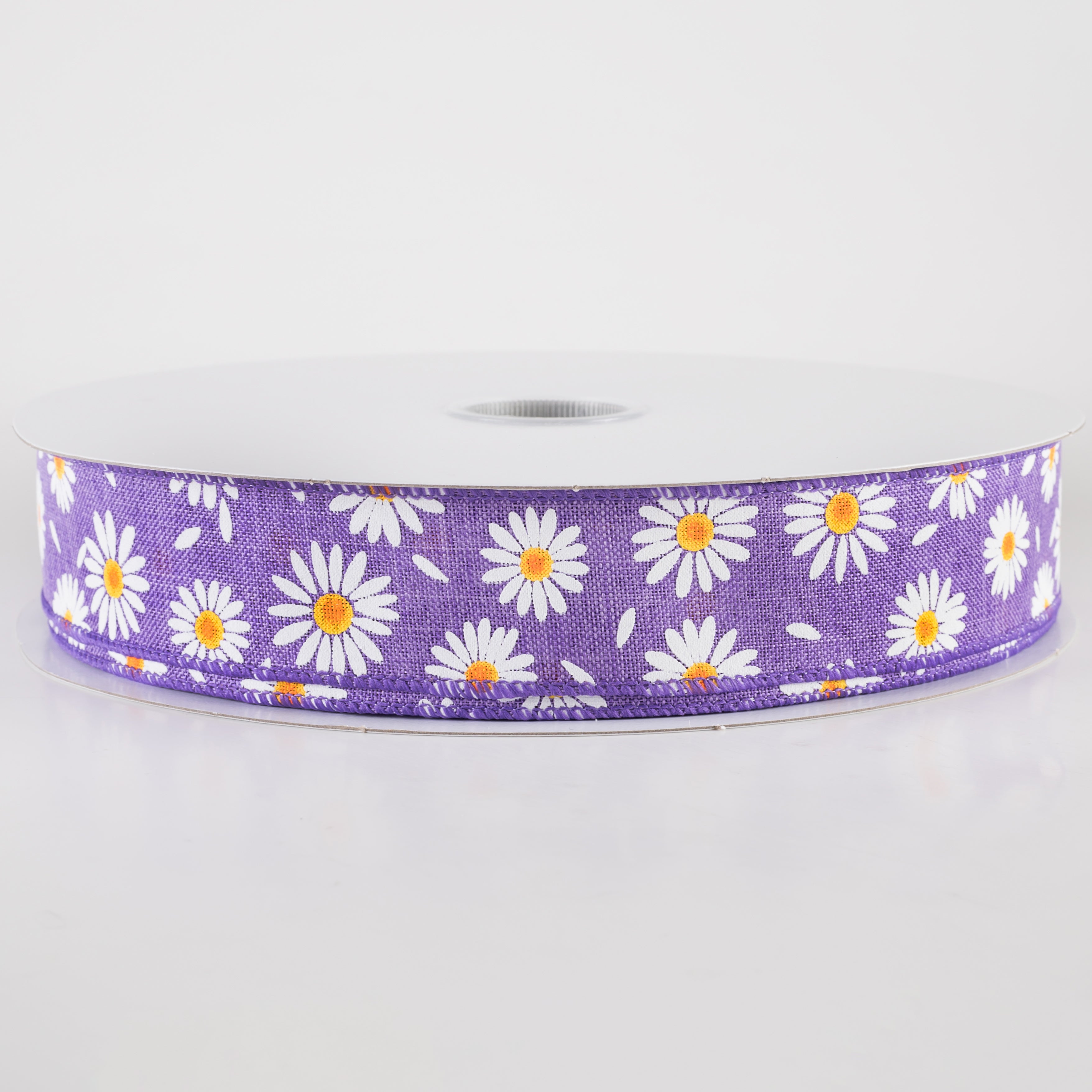 1.5 Inch Linen Daisies & Petals Ribbon - Purple Floral Craft Ribbon (50 Yards) for DIY Wedding Decorations, Gift Wrapping, and Scrapbooking