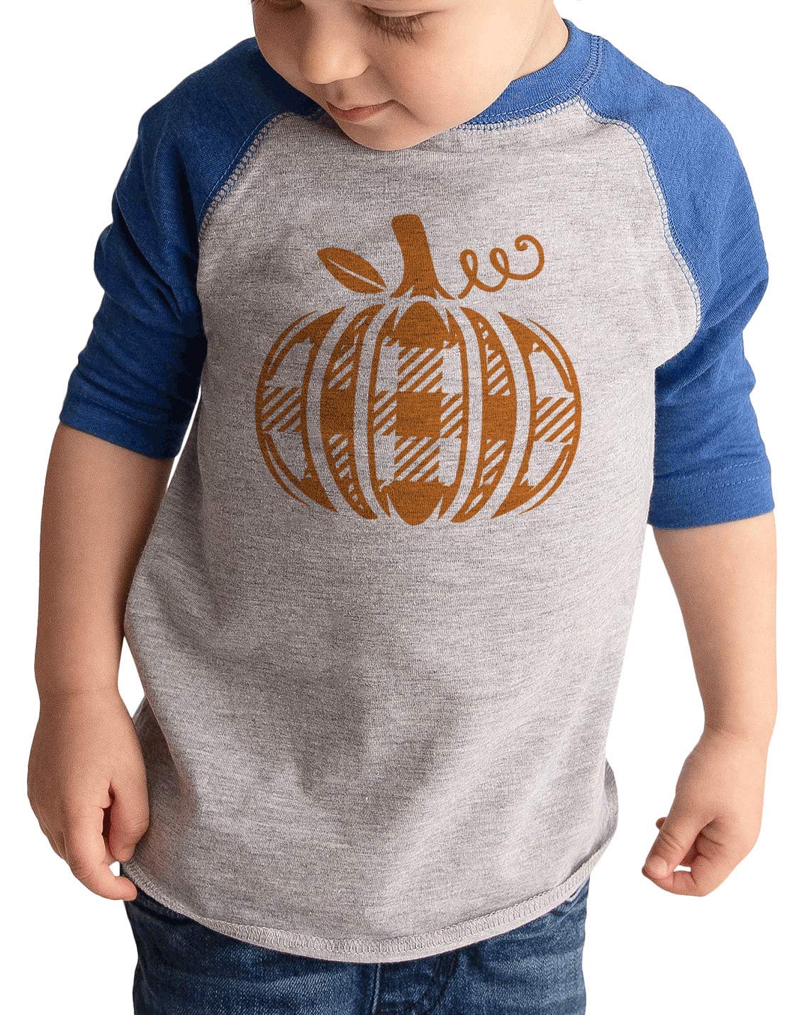 7 ate 9 Apparel Kids Orange Plaid Pumpkin Shirt - Fall Halloween Thanksgiving Outfit for Boys & Girls