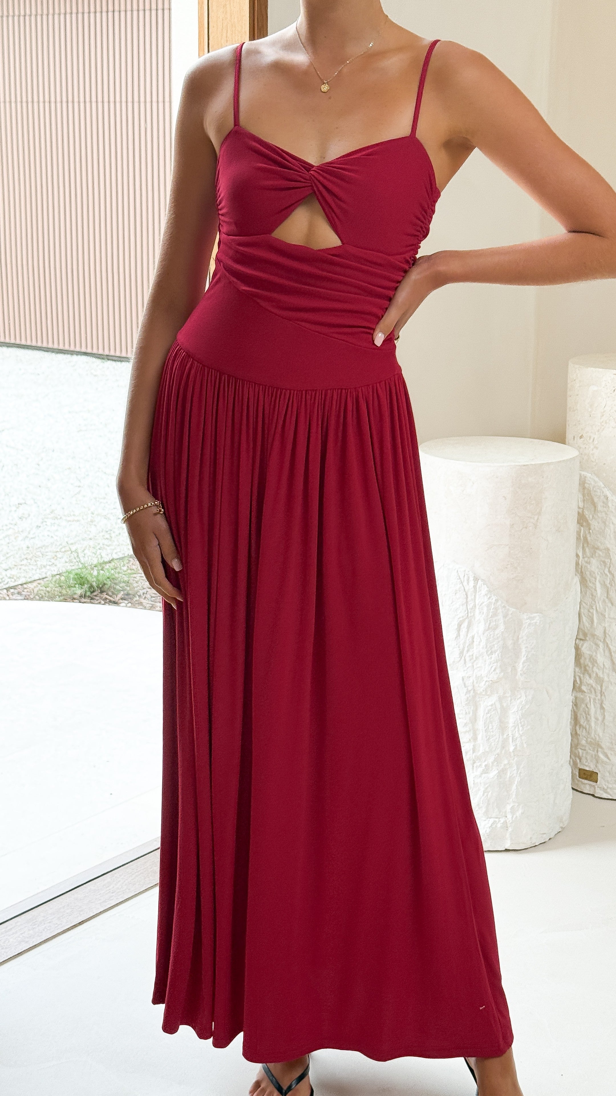 Libertine Maxi Dress with Cherry Print - Flowy Long Summer Dress for Women, Perfect for Beach Vacations, Parties & Casual Outings