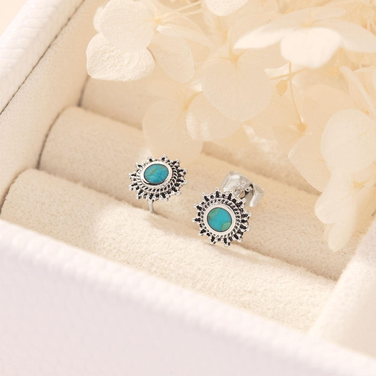 Nusa Sunrise Turquoise Stud Earrings for Women - Handmade Boho Chic Jewelry - Perfect for Casual Wear, Parties & Gifts