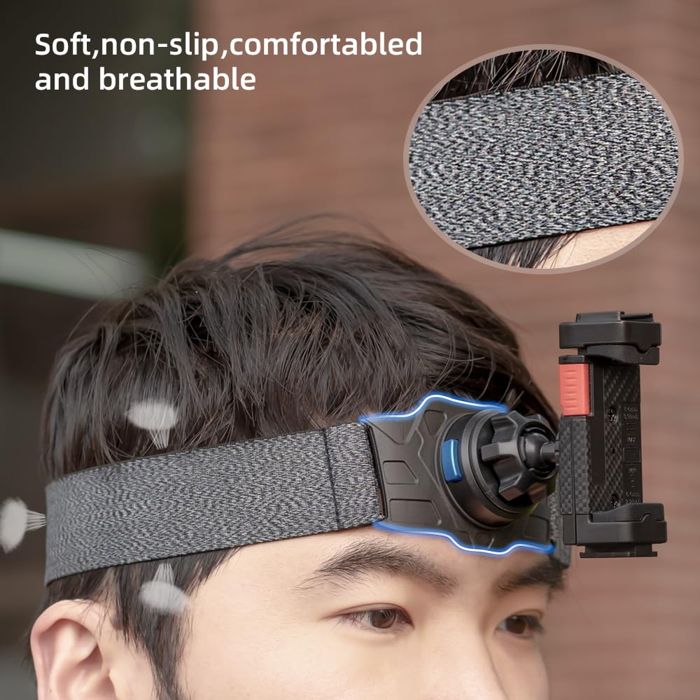 Magnetic Head Mount Phone Holder - Hands-Free First Person View Video Bracket with Adjustable Phone Clip (4