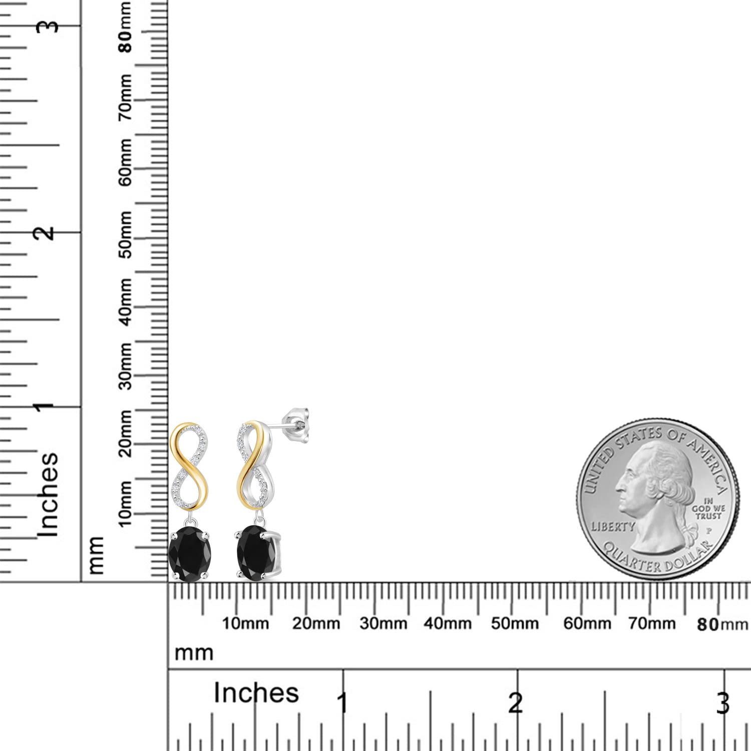 Gem Stone King 8X6MM Oval Cut Dangle Infinity Earrings for Women - Birthstone & Lab Grown Diamond in 925 Silver or 10K Yellow Gold | Fine Jewelry Gift for Her, Mom, Wife | Perfect for Weddings, Anniversaries & Special Occasions