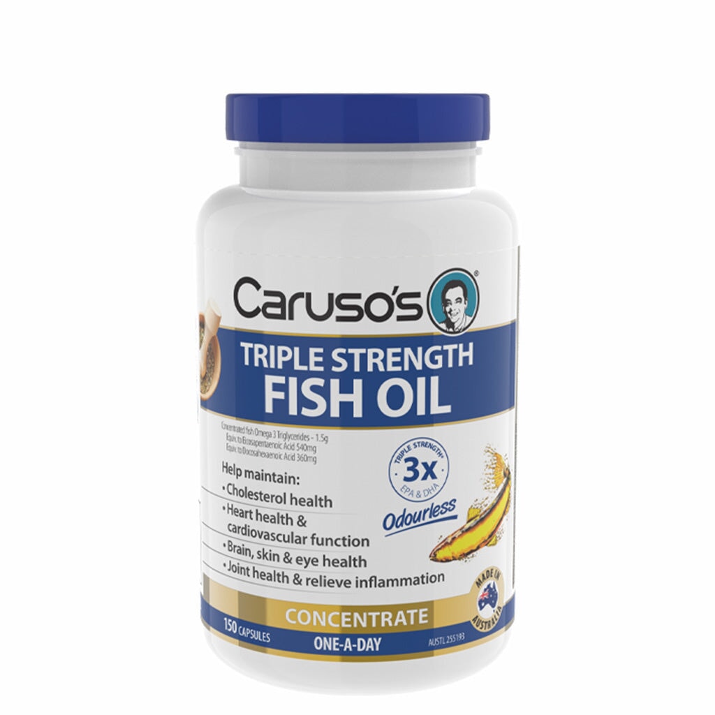 Caruso's Triple Strength Fish Oil 2000mg - High Potency Omega 3 EPA DHA Supplement for Heart, Brain & Joint Health - Supports Cardiovascular Function & Cognitive Performance - Perfect for Active Lifestyles & Wellness Routines