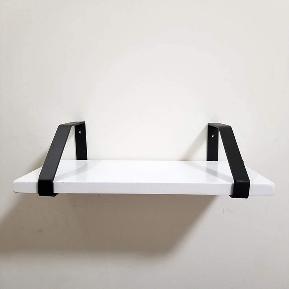 Heavy Duty Black Metal Shelf Brackets - 6 Inch (15cm) Floating Industrial Shelves, Rustic Wall Mounted Triangle Bracket for Kitchen, Bathroom, Garage Storage & Organization
