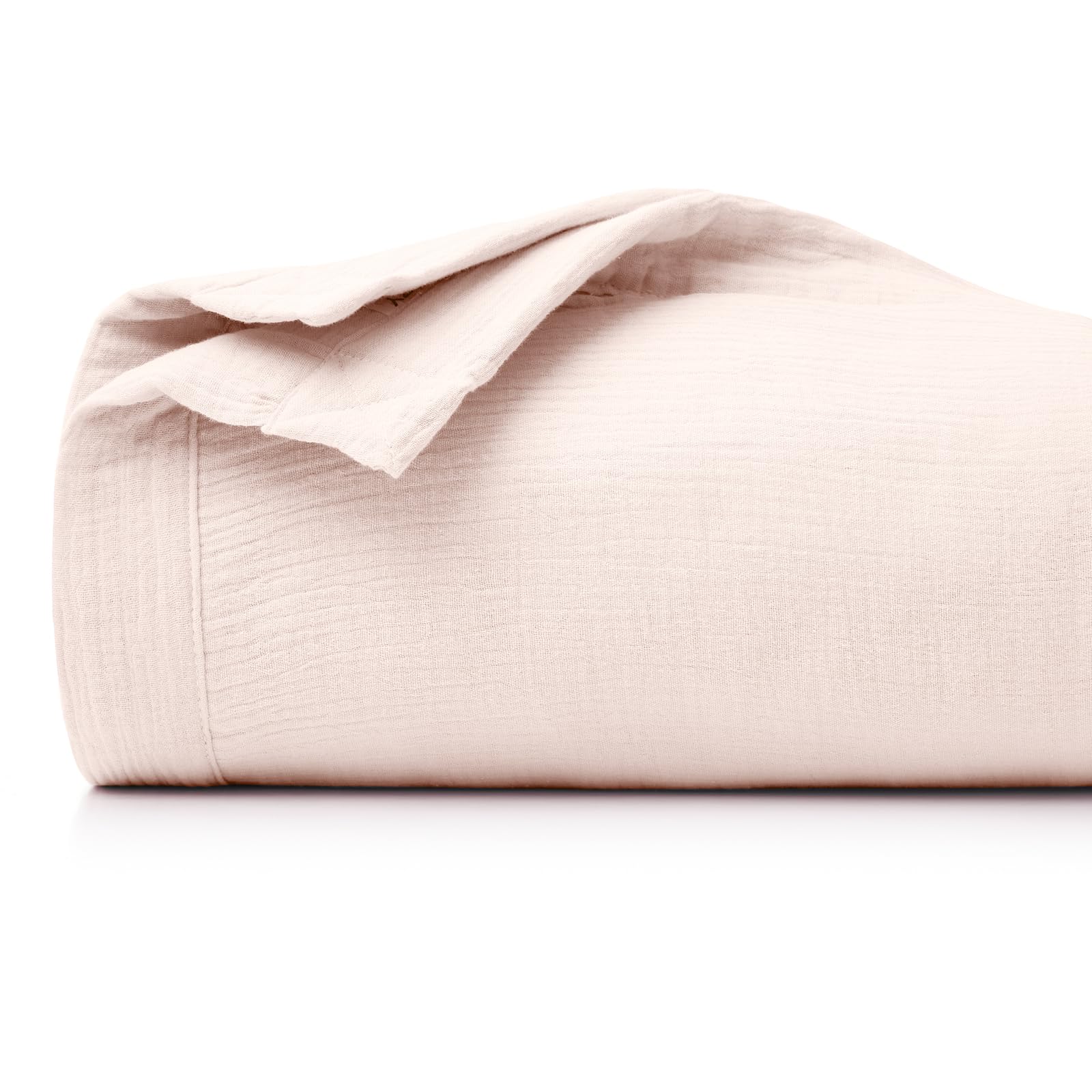 Momcozy Muslin Quilt Blanket - Soft, Breathable 100% Natural Cotton Baby Blanket for Crib, Bassinet & Toddler Bed (47''x47'') - Gender Neutral Nursery Blanket, 4-Layer Swaddle & Receiving Blanket in Blush - Perfect for Swaddling, Nursing & Playtime