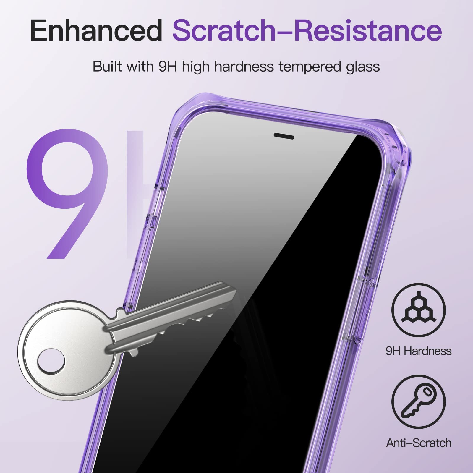 JETech iPhone 12 Pro Max Case 6.7 Inch with 2-Pack Tempered Glass Screen Protector - 360° Shockproof Bumper Cover, Clear Back Protective Phone Case (Purple) | Perfect for Outdoor Activities, Work & Daily Use