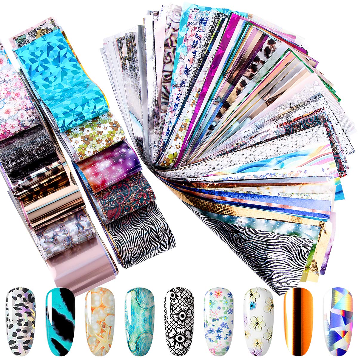 Duufin 200 Sheets Nail Transfer Stickers - DIY Nail Art Decals for Manicure & Pedicure | Perfect for Home Salon, Party Nails & Gift Giving