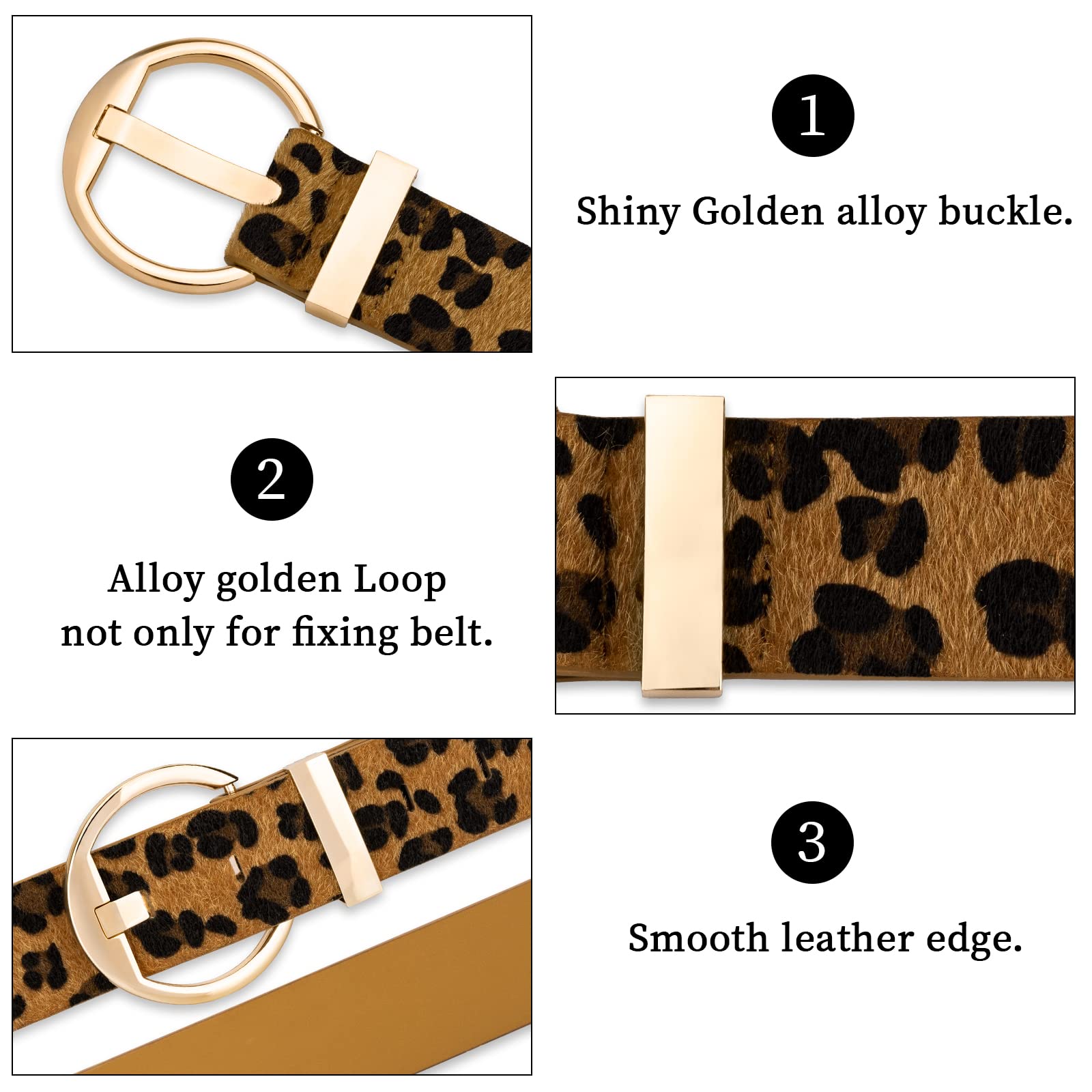 Women's Leather Belts - Fashion Waist Belts for Dresses & Jeans with Gold Buckle - Perfect for Office, Casual Wear & Special Occasions