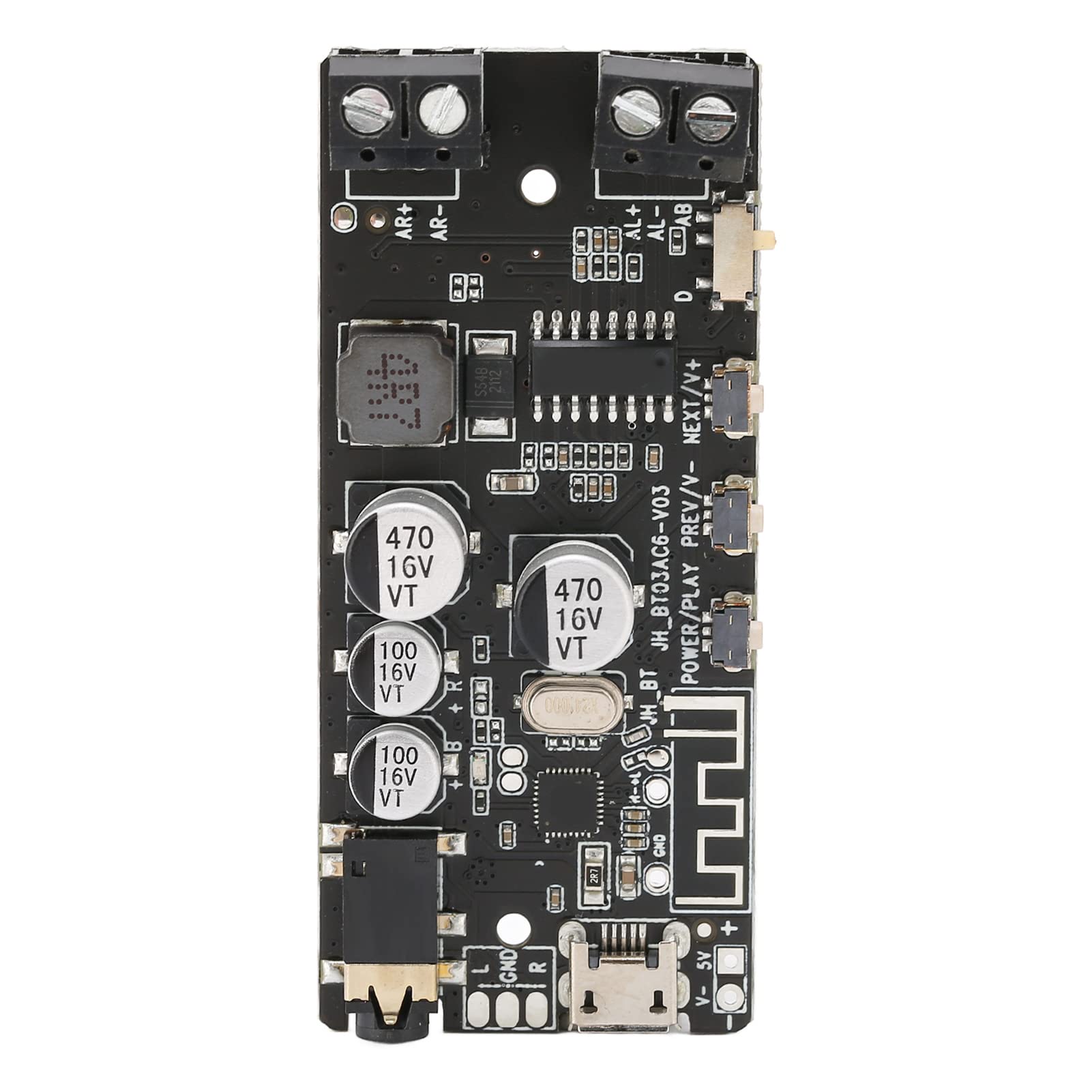 DIY Bluetooth 5.0 Receiver Module - Wireless Stereo Amplifier Board with 3.5mm Headphone Jack & Button Control for Home Audio, Car Stereo & DIY Electronics Projects