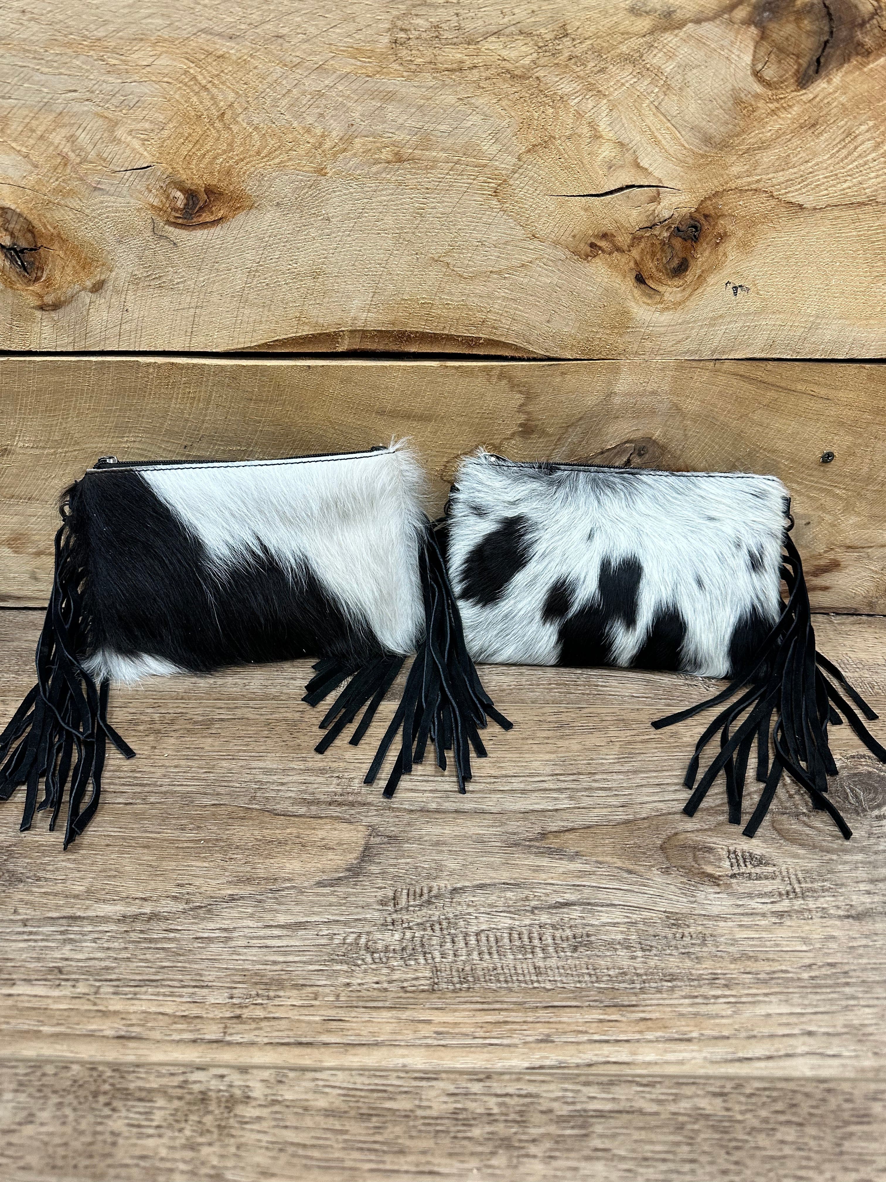 Montana West Genuine Cowhide Wristlet & Crossbody Purse with Stylish Fringe - Perfect for Everyday Use, Shopping, and Night Out