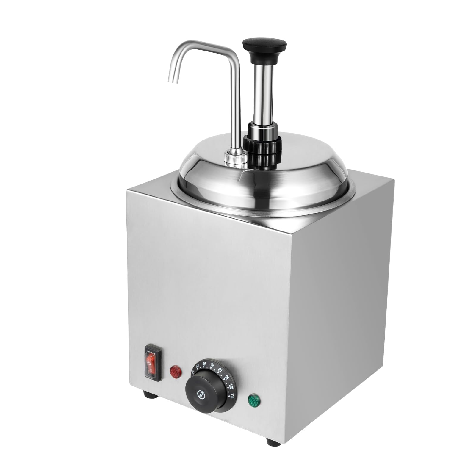 DYRABREST 2.5-Liter Commercial Cheese Warmer with Pump - Electric Nacho Cheese Dispenser for Hot Fudge, Caramel & Chocolate Sauce (30°C-110°C) - Perfect for Restaurants, Cinemas & Party Snack Stations
