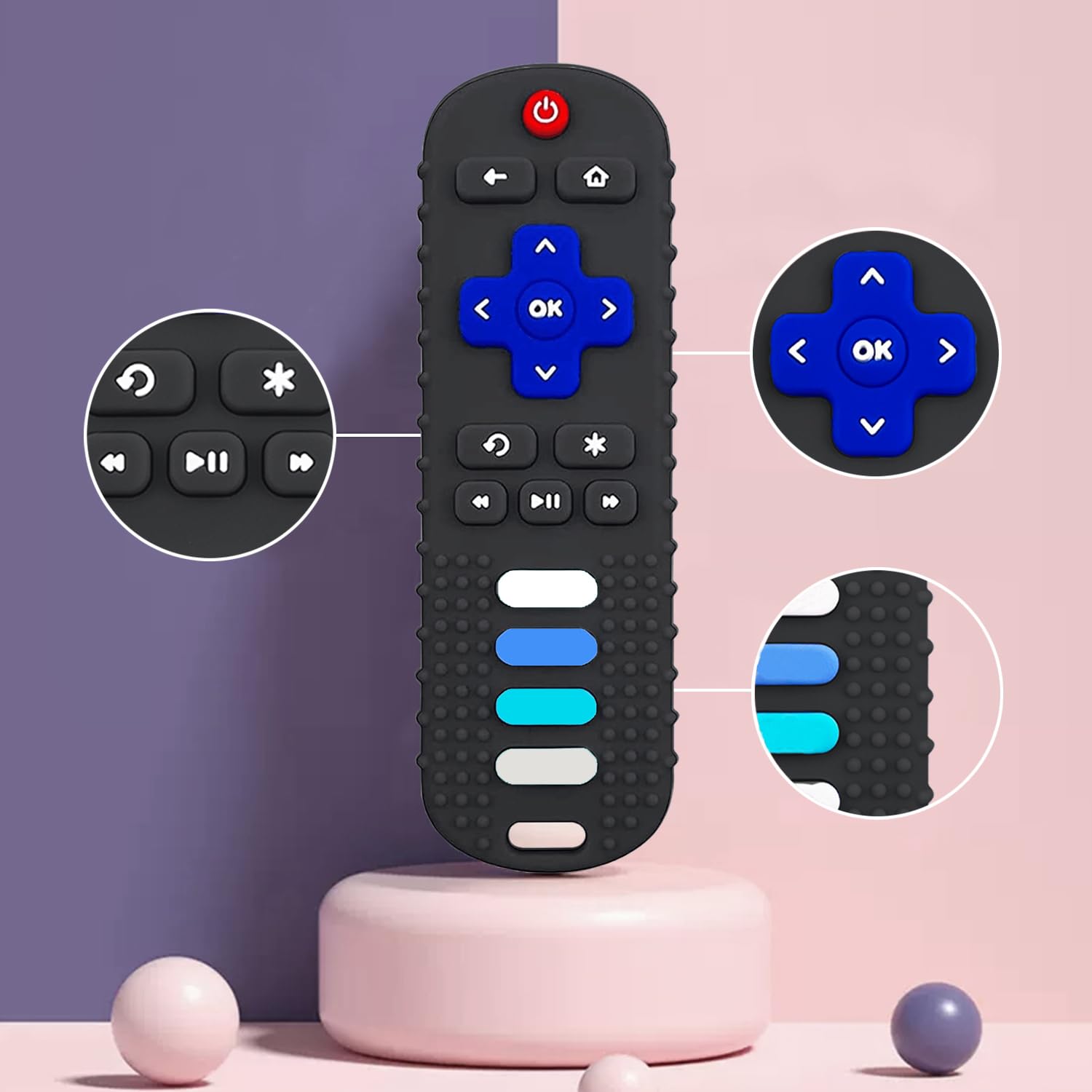 **BPA-Free Silicone Baby Teething Toys for Infants 3-24 Months | Soft Chew Toy with Remote Control Shape | Safe & Soothing for Teething Pain | Perfect for Home, Travel & Daycare**