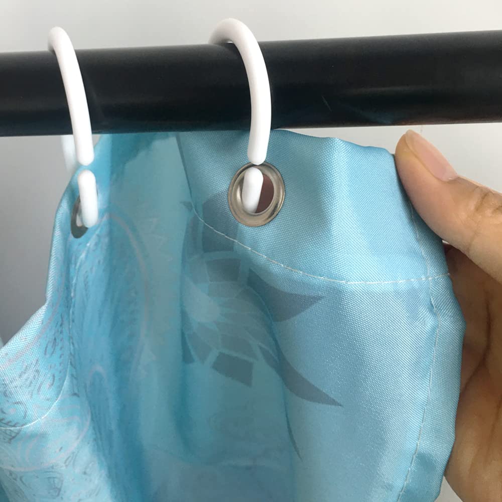 White Plastic Shower Curtain Hooks - 12 Pack Bathroom Shower Rod Rings with Rustproof Design for Window & Shower Curtains - Perfect for Bathroom, Dorm, RV and Apartment Decor