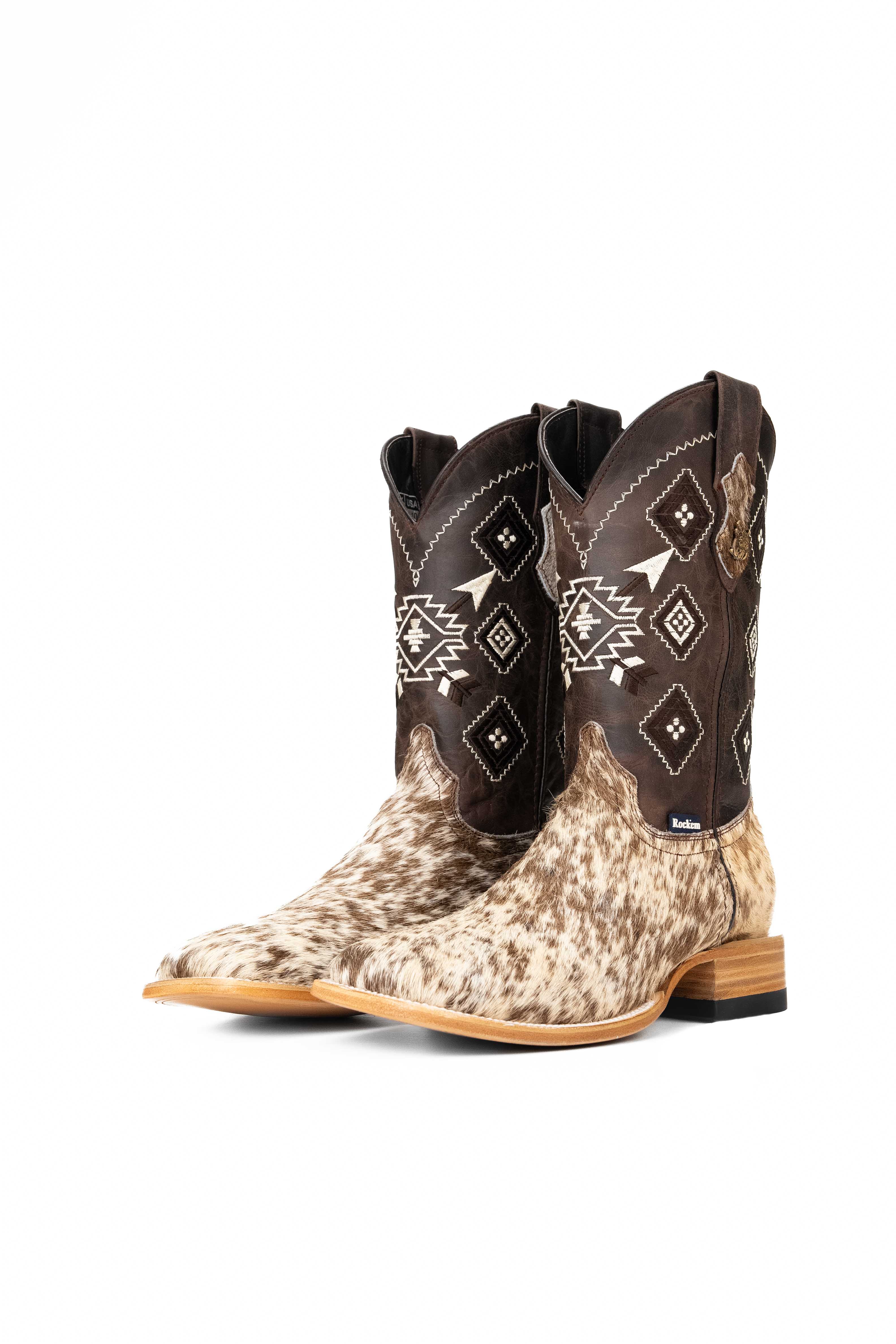 **Men's Genuine Cowhide Square Toe Cowboy Boots - Size 10 (Box NM60) - Western Style, Durable & Comfortable for Riding, Work & Outdoor Adventures**