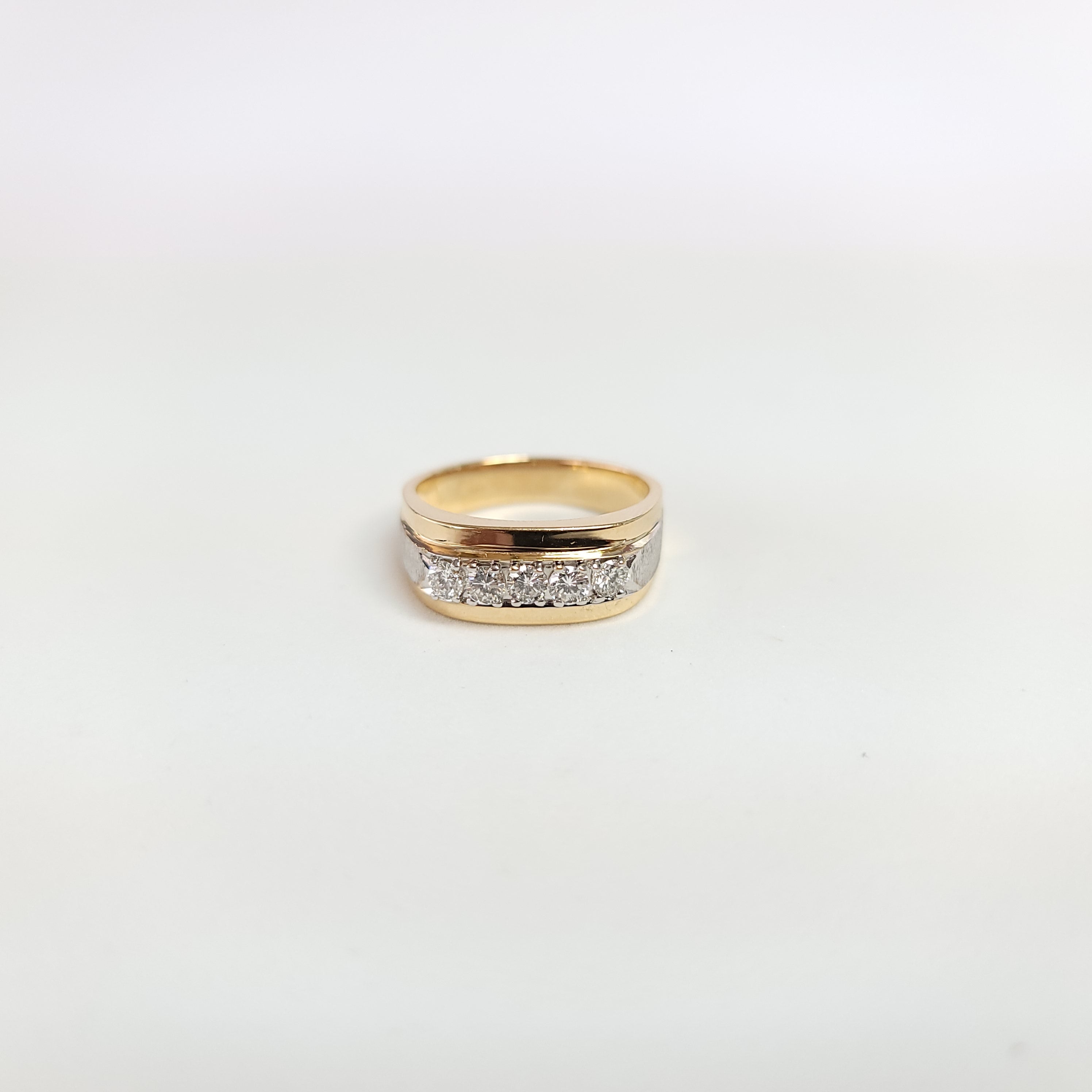 14K Two-Tone Gold Diamond Band Ring with Brushed Satin Finish, 0.75cttw - Perfect for Weddings, Anniversaries & Everyday Elegance