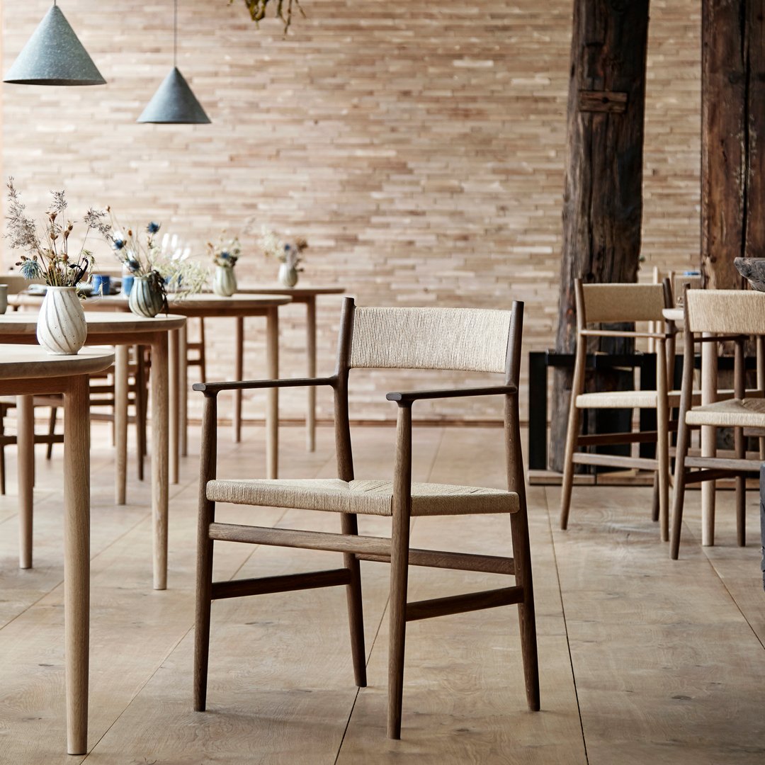 Arv Dining Armchair with Paper Cord Seat - Modern Woven Rattan Chair for Dining Room, Kitchen, or Patio - Comfortable & Stylish Seating Solution