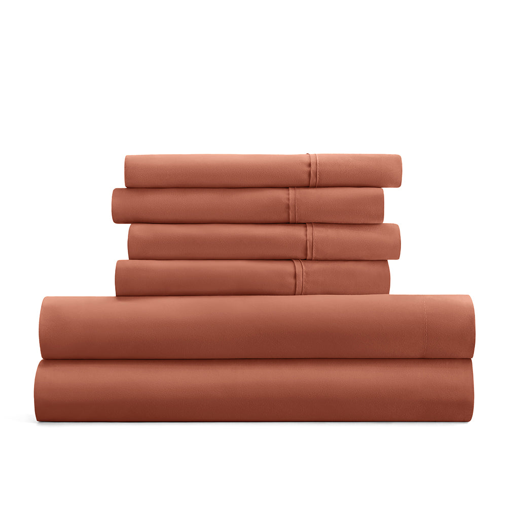 6-Piece Luxury Cotton Bed Sheet Set - Queen Size, Soft & Breathable for Ultimate Comfort - Perfect for Master Bedroom, Guest Room, and Dormitory Use