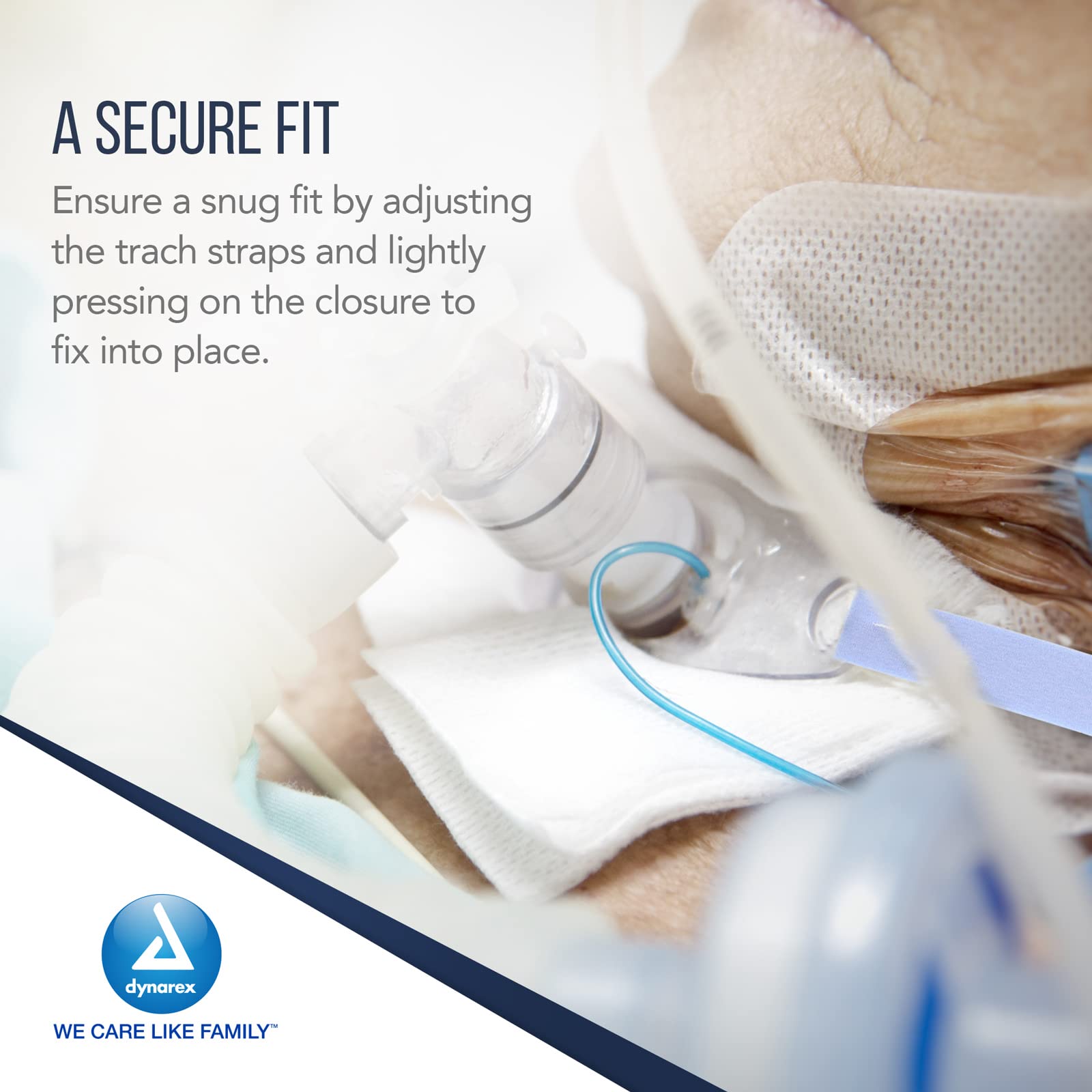Dynarex Adjustable Breathable Foam Tracheostomy Tube Holder - Soft Outer Ties & Hook-and-Loop Closure - 2-Piece Large Size (Case of 120) - Ideal for Post-Surgery Care & Long-Term Tracheostomy Support