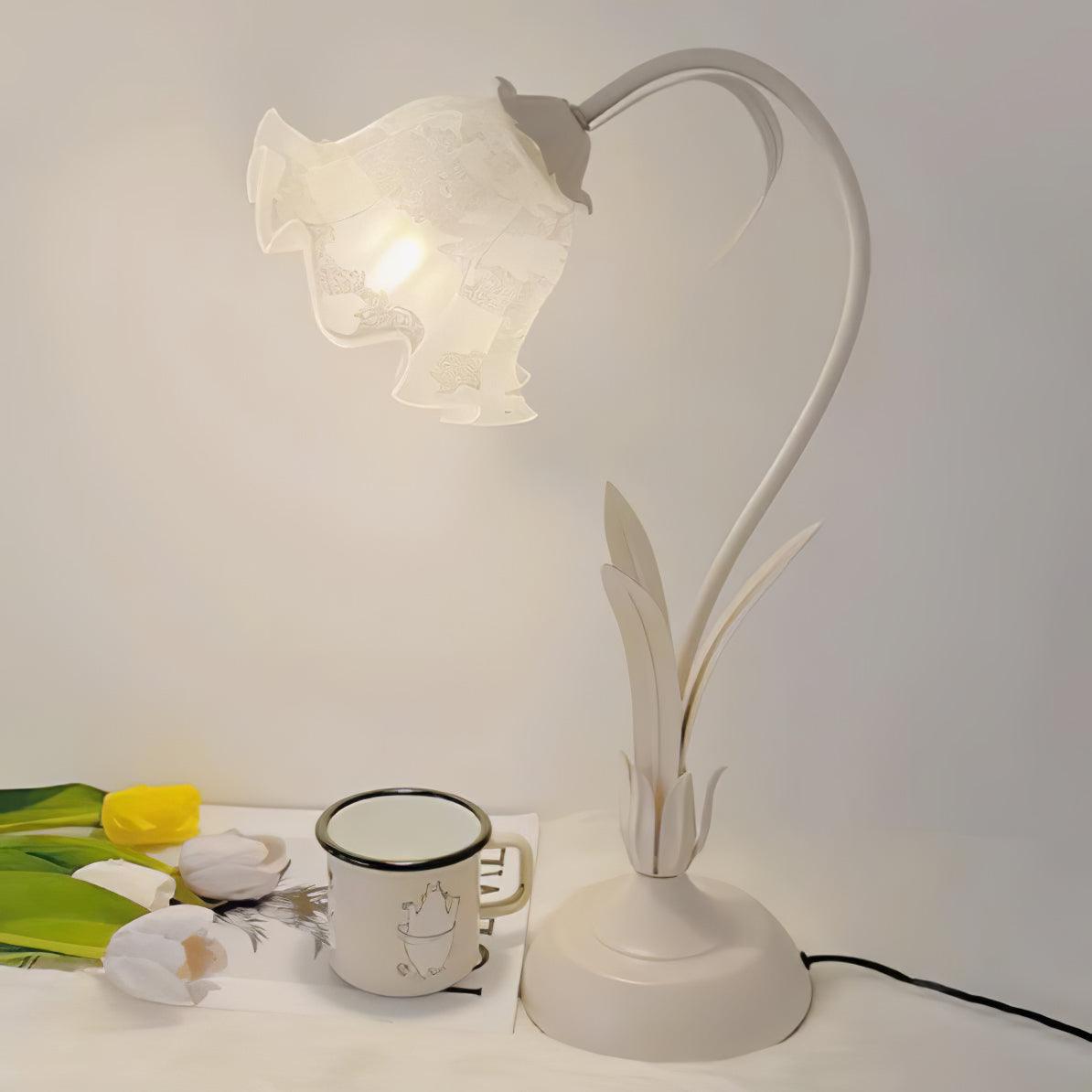 Lily of the Valley Table Lamp - Elegant Floral Bedside Lighting for Bedroom, Living Room & Office Decor - Perfect for Reading, Relaxing & Creating Cozy Ambience