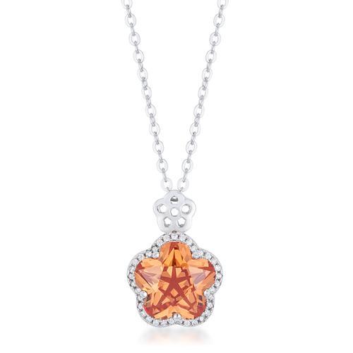 Elegant Floral Cut Champagne CZ Pendant Necklace for Women - Perfect for Weddings, Parties & Special Occasions
