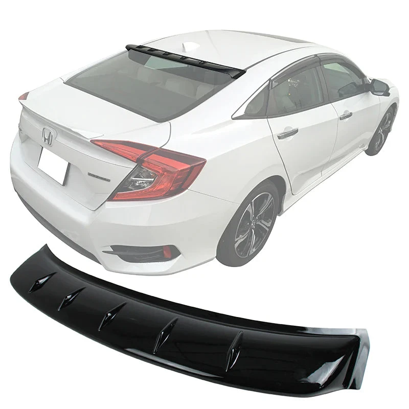 IK Style Rear Roof Window Visor for 2016-2021 Honda Civic Sedan 4 Door - Rain Protection & Enhanced Style for Daily Commuting & Road Trips