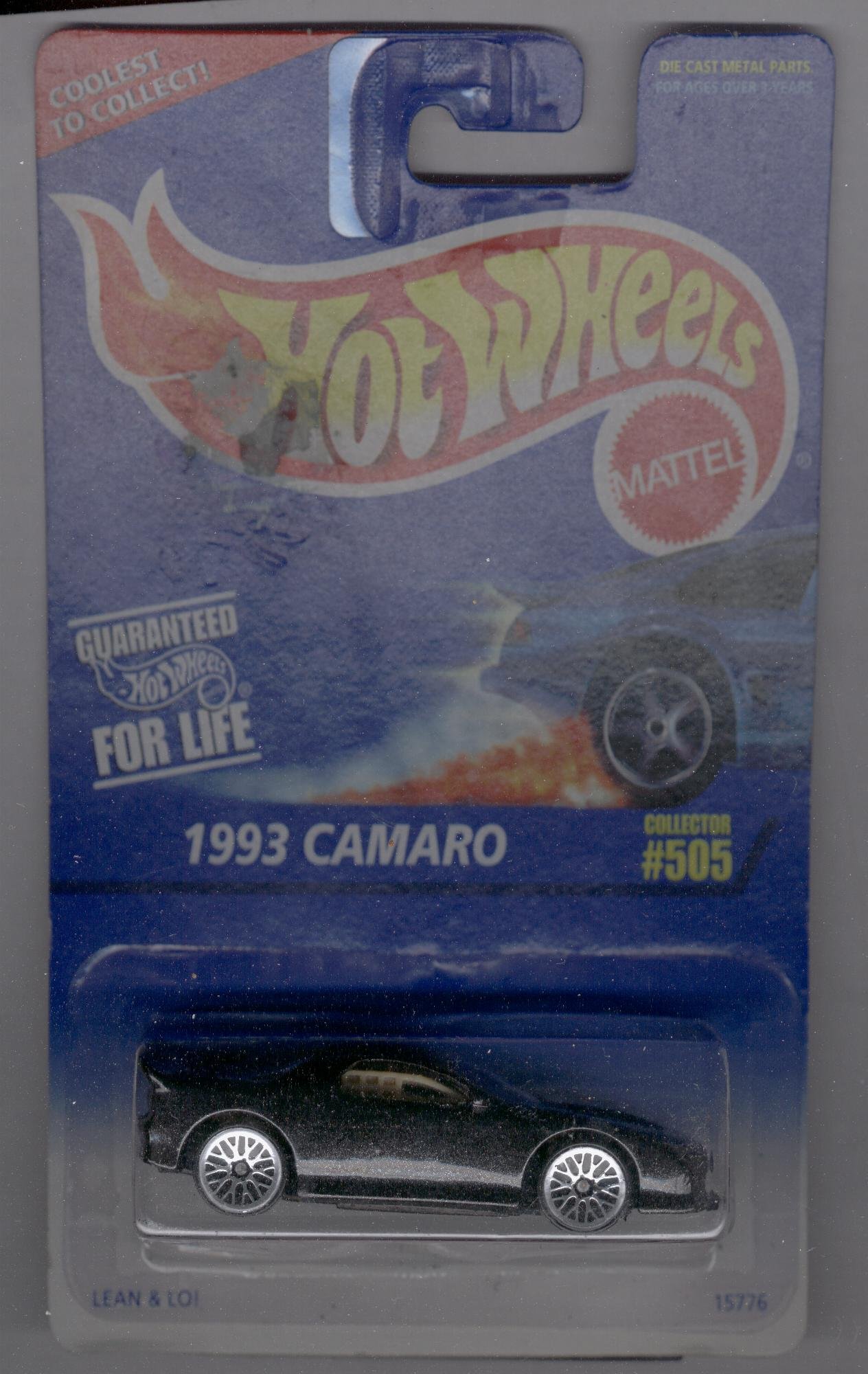 Hot Wheels 1996-505 1993 Camaro 1:64 Scale Die-Cast Car with Rare Tire Variation - Collectible Toy for Display, Racing & Gift Giving